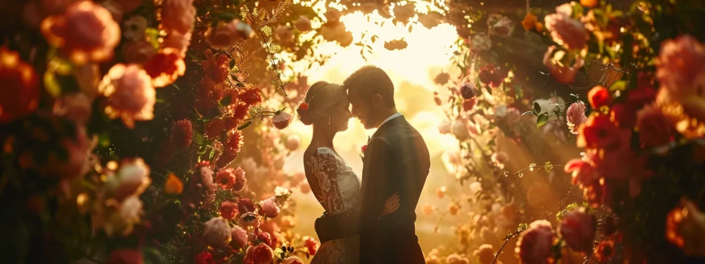 a bride and groom share a joyful dance under a stunning floral archway at a perfect daze wedding celebration, radiating love and happiness. a Bride and Groom Share a Joyful Dance Under a Stunning Floral Archway at a Perfect Daze Wedding Celebration, Radiating Love and Happiness. - Perfect Daze Bridal - Perfect Daze Bridal