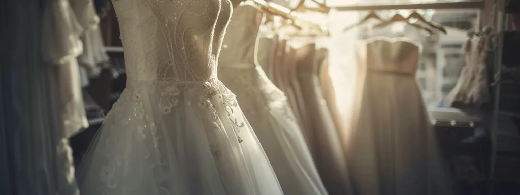 a serene bridal shop in huddersfield, adorned with elegant wedding gowns, radiates warmth and sophistication, inviting brides to explore trusted reviews and find their perfect dress in a comforting atmosphere. a Serene Bridal Shop in Huddersfield, Adorned with Elegant Wedding Gowns, Radiates Warmth and Sophistication, Inviting Brides to Explore Trusted Reviews and Find Their Perfect Dress in a Comforting Atmosphere. - Perfect Daze Bridal - Perfect Daze Bridal