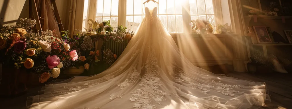 a stunning bridal gown elegantly displayed in a sunlit boutique, showcasing intricate customisation options and luxurious fabrics, perfectly capturing the essence of personalised bridal beauty in huddersfield. a Stunning Bridal Gown Elegantly Displayed in a Sunlit Boutique, Showcasing Intricate Customisation Options and Luxurious Fabrics, Perfectly Capturing the Essence of Personalised Bridal Beauty in Huddersfield. - Perfect Daze Bridal - Perfect Daze Bridal