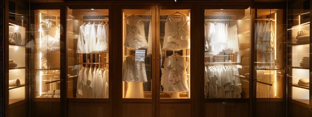 an elegant bridal boutique in huddersfield, adorned with luxurious wedding dresses displayed on soft, illuminated racks, creating a warm and inviting atmosphere for brides-to-be to find their perfect gown. an Elegant Bridal Boutique in Huddersfield, Adorned with Luxurious Wedding Dresses Displayed on Soft, Illuminated Racks, Creating a Warm and Inviting Atmosphere for Brides-to-be to Find Their Perfect Gown. - Perfect Daze Bridal - Perfect Daze Bridal