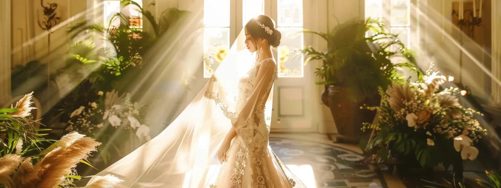 an elegantly adorned bride stands gracefully in the enchanting setting of perfect daze bridal boutique, showcasing her radiant gown accentuated by a delicate veil and complementary accessories, bathed in soft, diffused natural light that enhances the overall elegance and harmony of her bridal aesthetic. an Elegantly Adorned Bride Stands Gracefully in the Enchanting Setting of Perfect Daze Bridal Boutique, Showcasing Her Radiant Gown Accentuated by a Delicate Veil and Complementary Accessories, Bathed in Soft, Diffused Natural Light That Enhances the Overall Elegance and Harmony of Her Bridal Aesthetic. - Perfect Daze Bridal - Perfect Daze Bridal