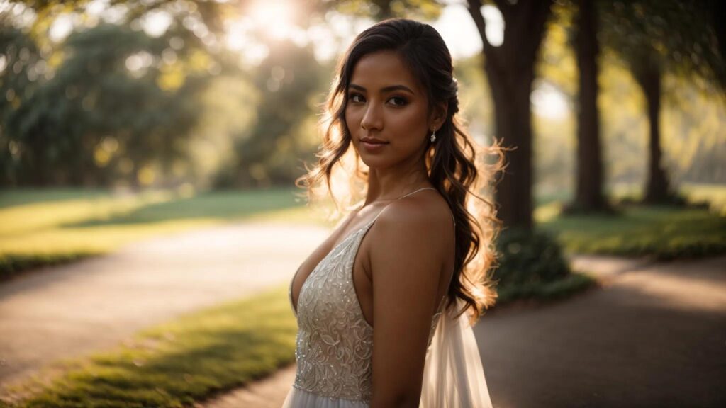 a Radiant Bride-to-be, Drenched in Sunlight, Confidently Strides Through a Lush Park, Her Toned Silhouette Embodying Strength and Grace As She Embraces Her Pre-wedding Fitness Journey. - Perfect Daze Bridal - Perfect Daze Bridal